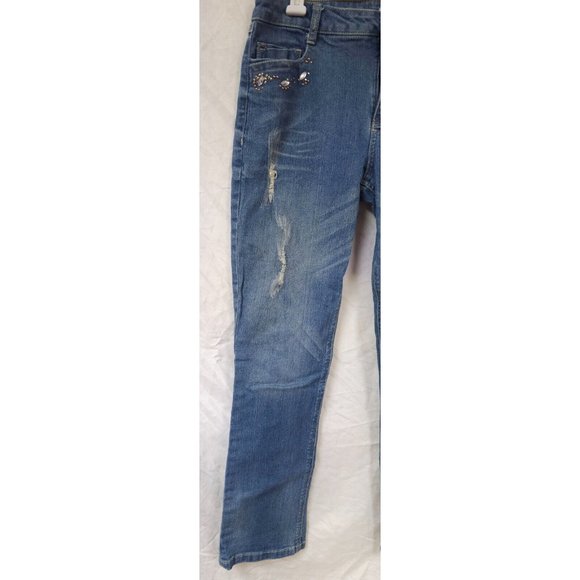 Monroe And Main 10 Embellished Distressed Studded Destroyed Straight Jean 30x29 - Picture 6 of 14
